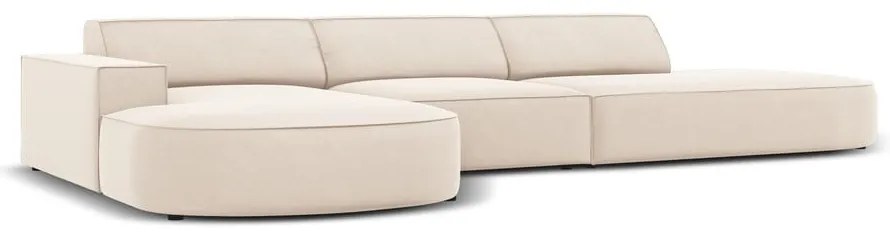 Beżowy aksamitny narożnik (lewostronny) Jodie − Micadoni Home