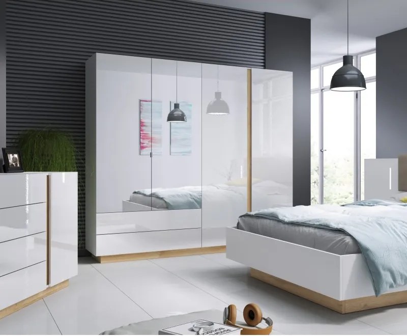 RACO Szafa 220 Biała – 2 Szuflady + 2 Drzwi + 2x lustro