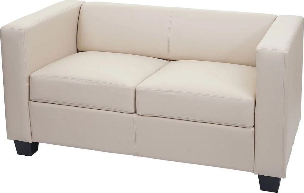 Sofa dwuosobowa Lille,  sztuczna skóra, kremowa