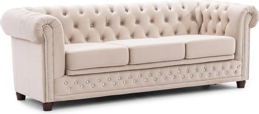 Beżowa aksamitna rozkładana sofa 203 cm York Blik – Ropez
