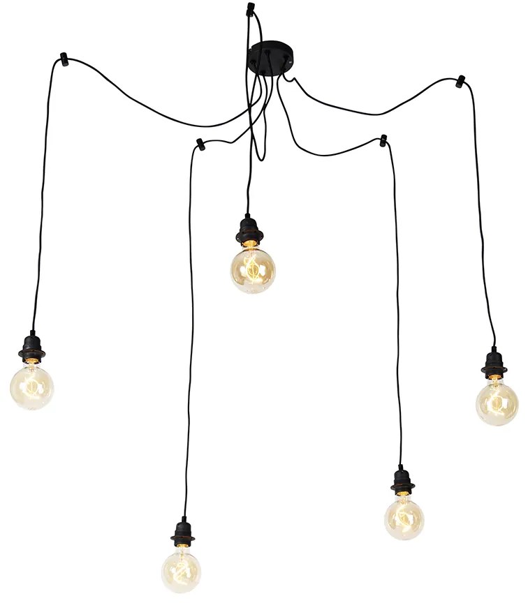 Industrialna lampa wisząca czarna 5-świateł - Cava Nowoczesny Oswietlenie wewnetrzne