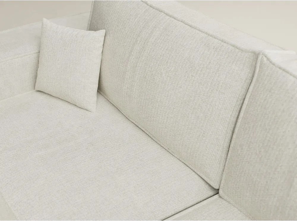 Kremowy rozkładany/ze schowkiem narożnik z tkaniny szenilowej (prawostronny/w kształcie litery L) Tonga – Maison de Rêve