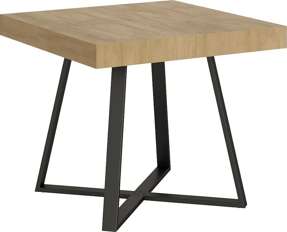 Stół rozkładany 90/194x90 cm Abbraccio dąb naturalny nogi antracytowe