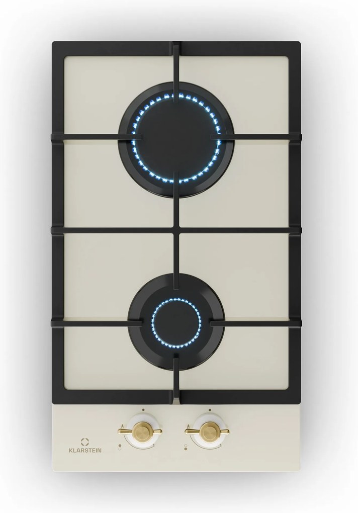 Klarstein Victoria 30cm Płyta gazowa 2 palniki Krem