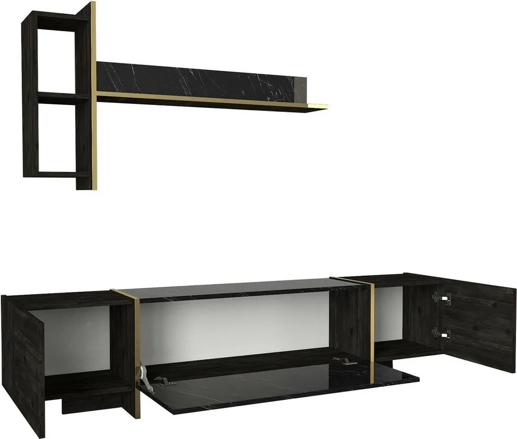 Ściana telewizyjna Veyron Black and Gold