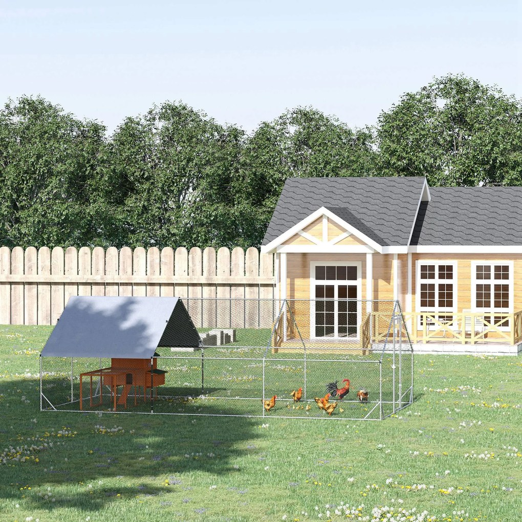 PawHut PewHut XXL kurnik zewnętrzny z kloszem stalowym 3 x 6 x 2 m