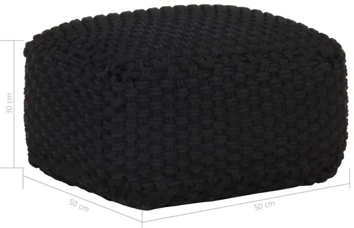 Pufa czarna bawełniana kwadratowa - Sadox