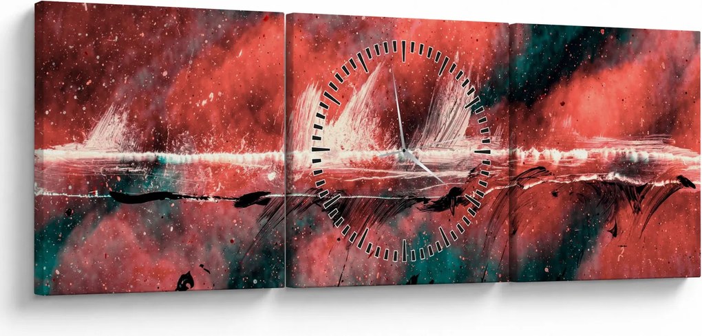 Obraz - Wybuch nafty (z zegarem) (90x30 cm)