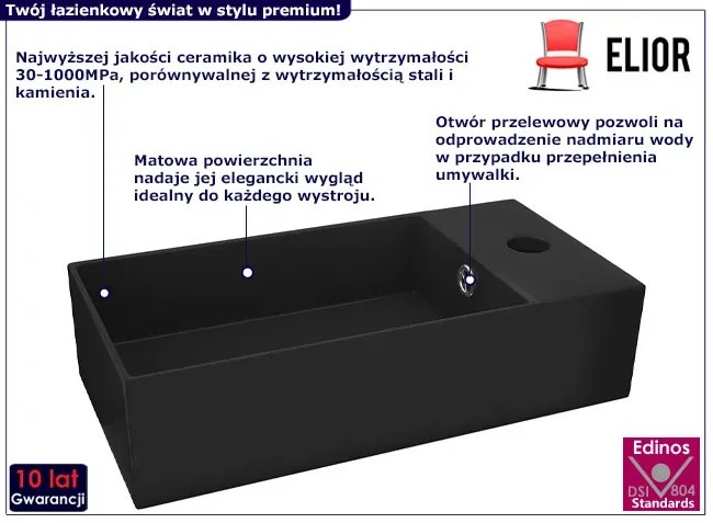 Ceramiczna umywalka w czarnym kolorze - Omre