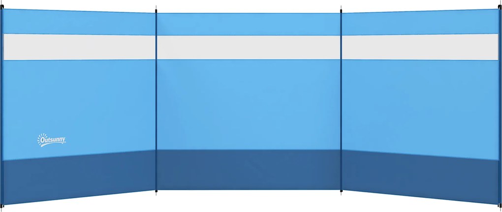 Outsunny Parawan z Oknem Przepuszczającym Światło i Torbą Transportową, Stalowe Słupki, 440x140cm, Niebieski