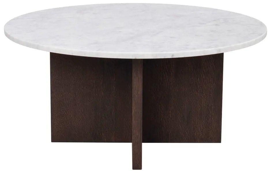 Biało-brązowy marmurowy okrągły stolik 90x90 cm Brooksville – Rowico