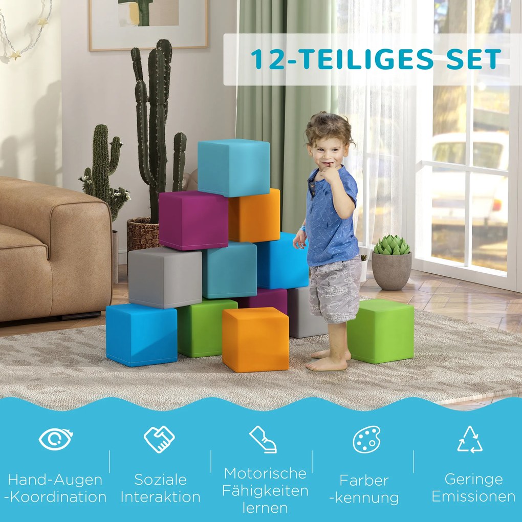 HOMCOM Zabawka do wspinaczki i pełzania dla dzieci, miękka pianka EPE, 20x20x20 cm, Wielobarwny, 1-3 Lata