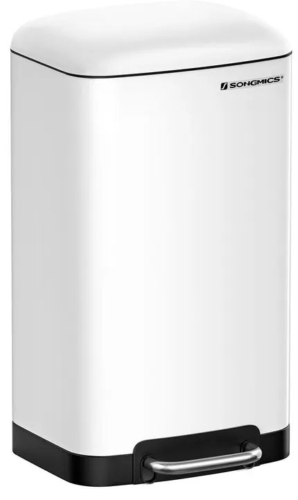 SongmicsHome Kosz na śmieci z wolnym zamykaniem SLOW, 30l, biała