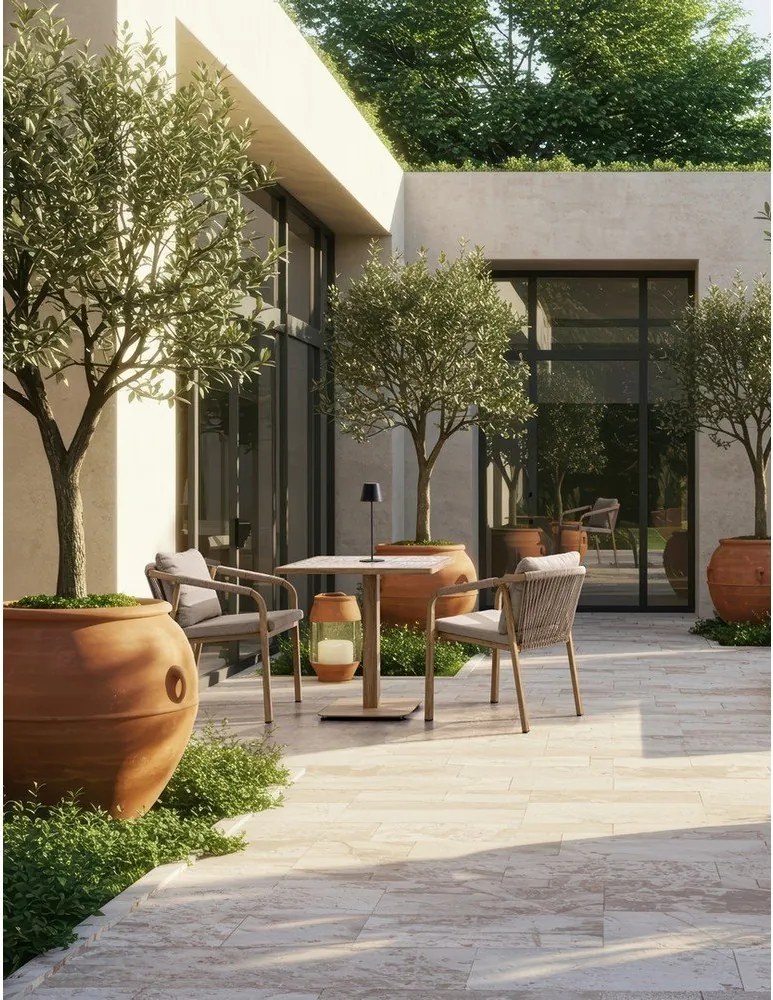 Metalowe krzesło ogrodowe w naturalnym kolorze Kalimera – Bizzotto