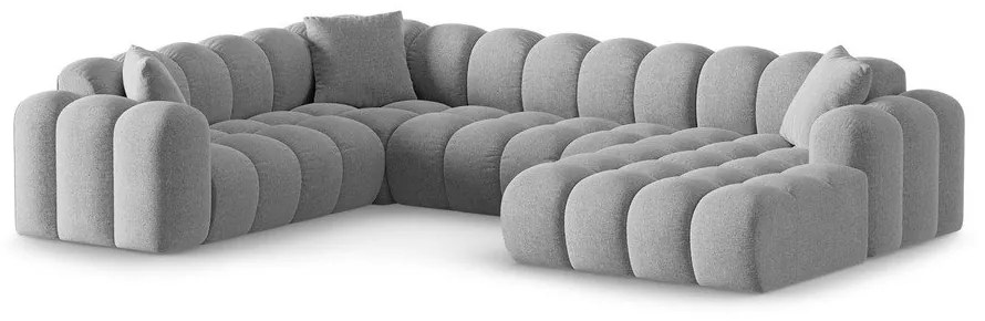 Jasnoszary narożnik z tkaniny szenilowej (lewostronny/w kształcie litery U) Treno – Cosmopolitan Design