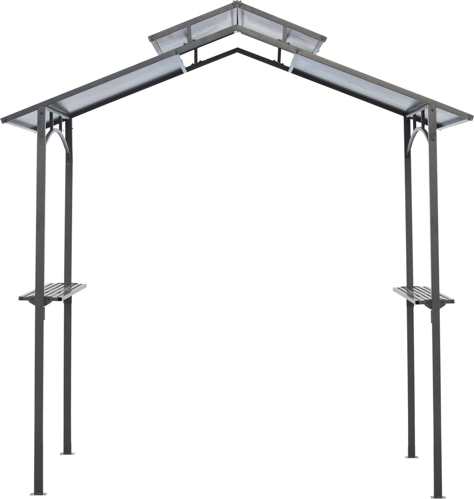 Outsunny Pawilon grillowy z dachem ognioodpornym 2,5 x 1,5 m wiata grillowa z 2 półkami stal PC