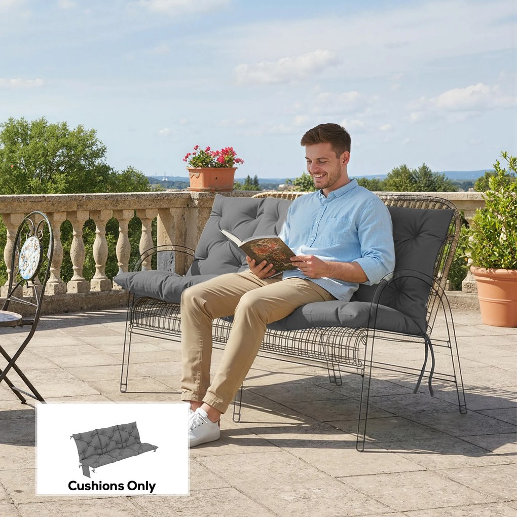 Outsunny Poduszka wodoodporna antypoślizgowa na huśtawkę outdoorowa z oparciem i paskami 150 x 100 cm ciemnoszara | Aosom PL