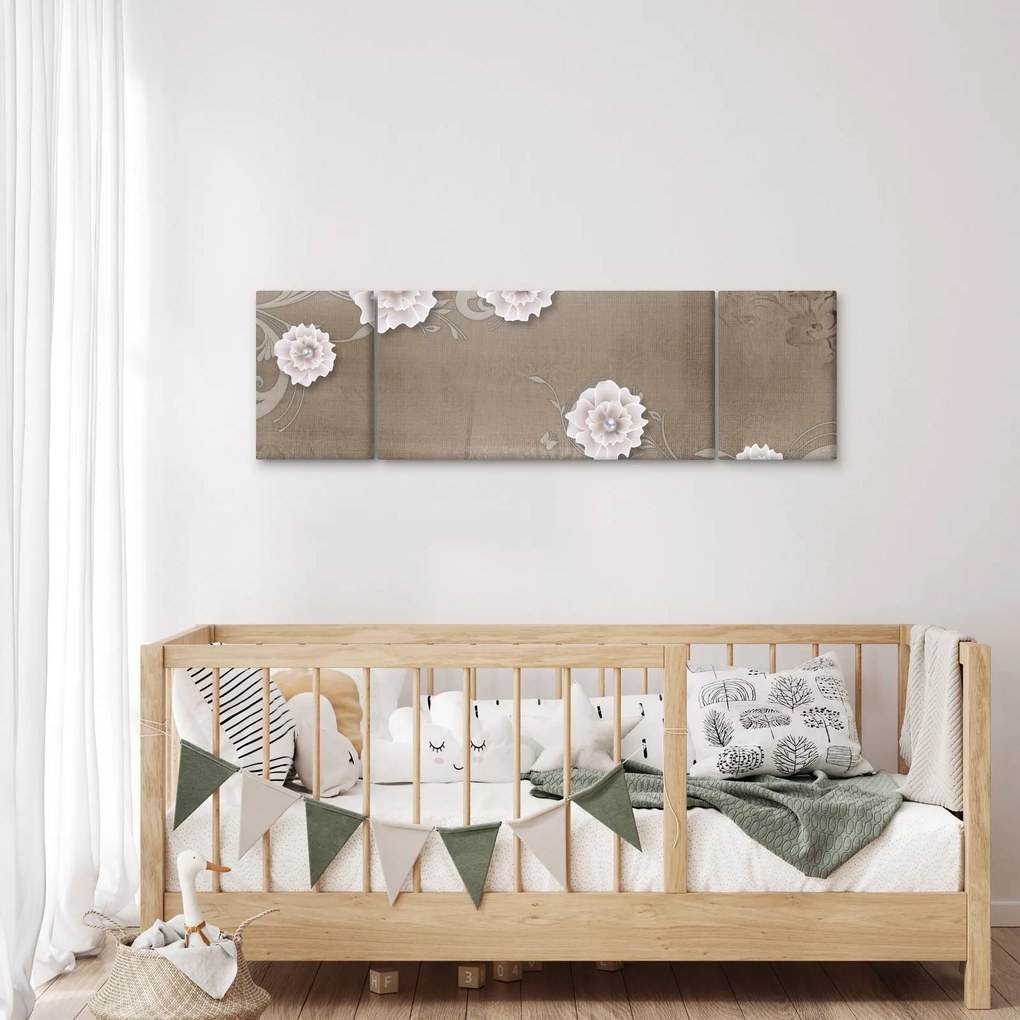 Obraz - Draperie z kwiatami (170x50 cm)