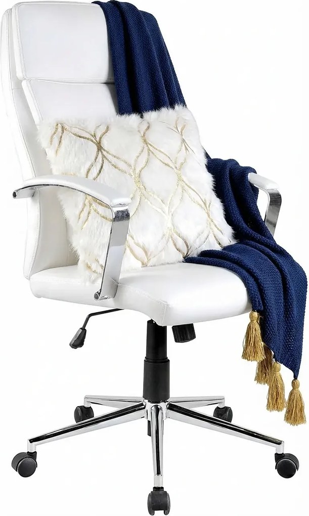 Obrotowy Fotel Biały Biurowy Z Ekoskóry E4-R20