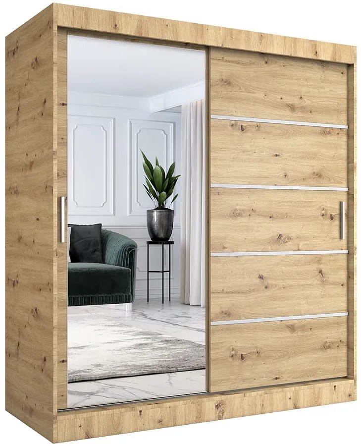 Szafa przesuwna 180 cm w kolorze dąb artisan - Ebia 5X