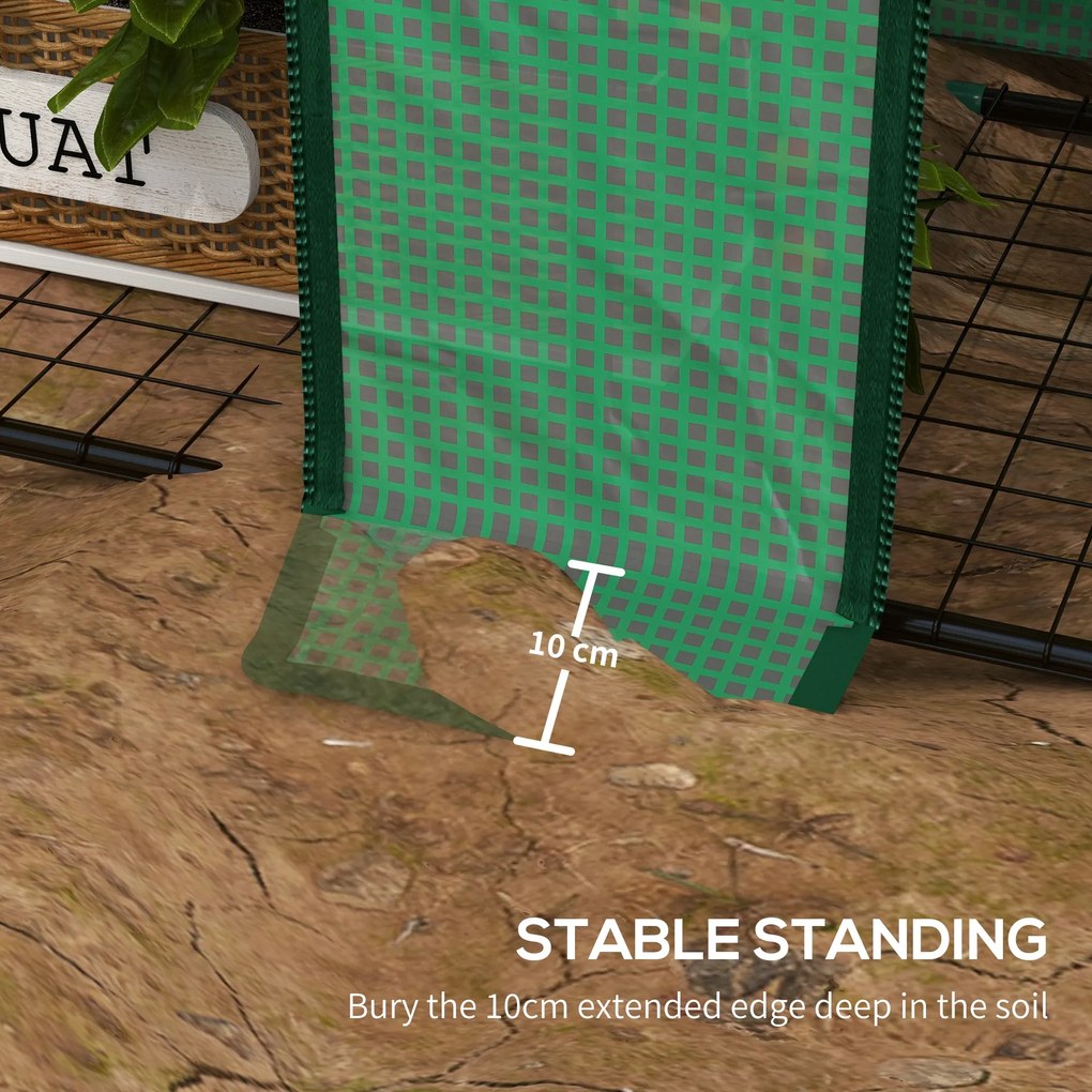 Outsunny Mini-szklarnia, 3 poziomy, 6 półek z drutu, 2 otwory, pokrycie z tworzywa, zielony | Aosom PL