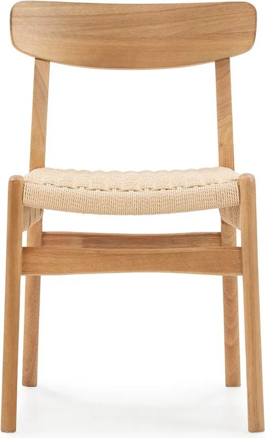 Krzesła zestaw 2 szt. z litego drewna kauczukowego w naturalnym kolorze Biel – MOME