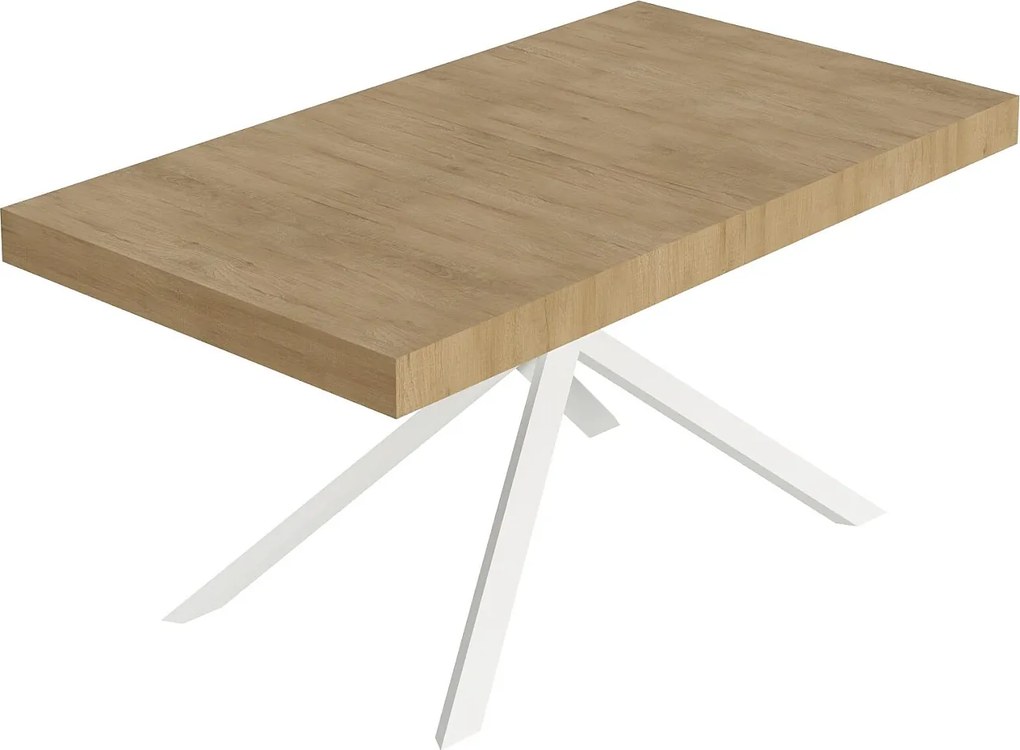 Stół rozkładany Niket 160/244x80 cm dąb naturalny nogi białe