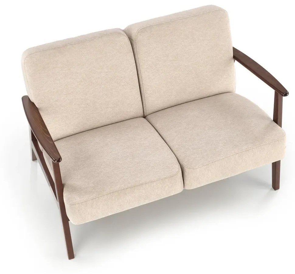 Sofa MILANO 2S beżowa/orzech dwuosobowa HALMAR