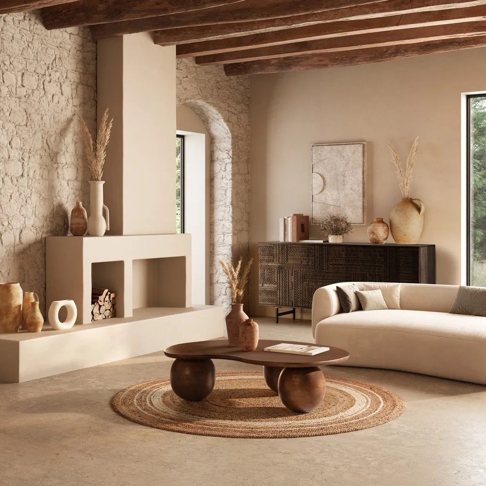 Ciemnobrązowa komoda z litego drewna mango 160x75x40 cm Kalai – MOME