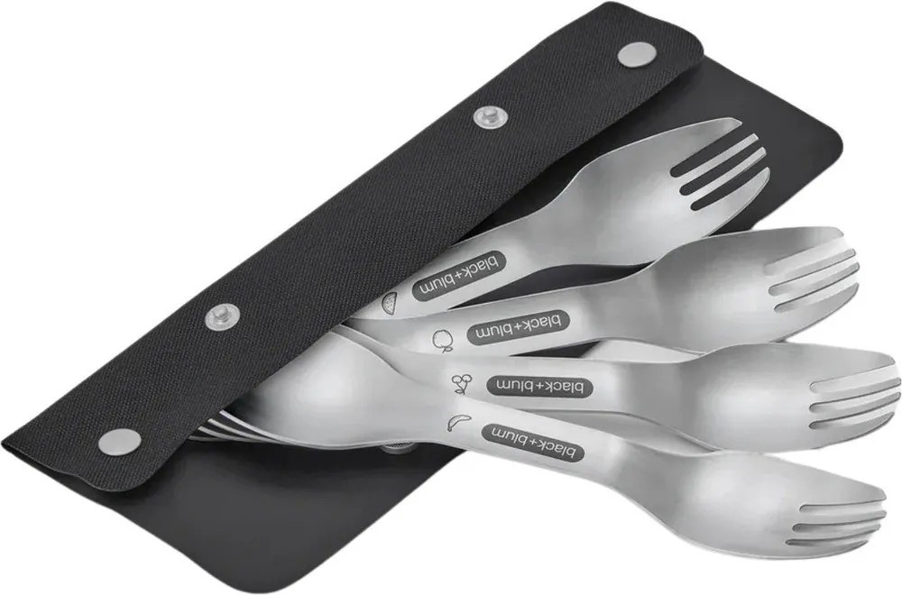 Widelce ze stali nierdzewnej w kolorze srebra zestaw 4 szt. Spork – Black + Blum