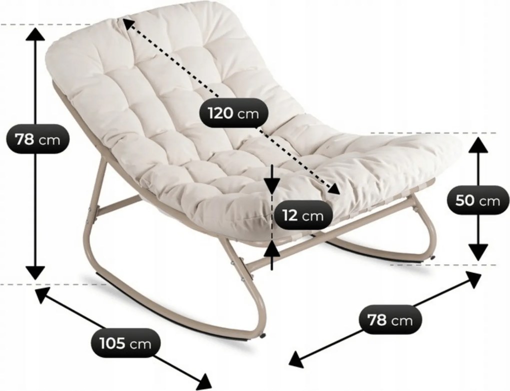 Fotel Bujany Wypoczynkowy AURORA na Płozach Beżowy/Kaszmir Nowoczesny
