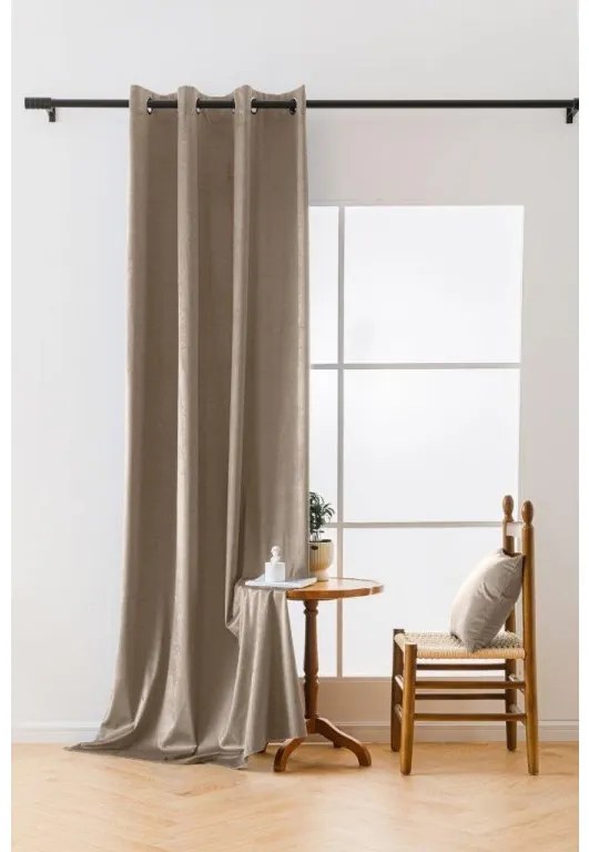 Zasłona zaciemniająca VELVET jasno brązowa 140x250 cm Zawieszanie: Taśma z wiązaniami