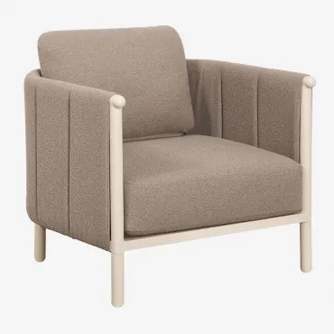 Fotel Ogrodowy Z Bouclé I Aluminium Boleni Kremowa Tapioca - Sklum