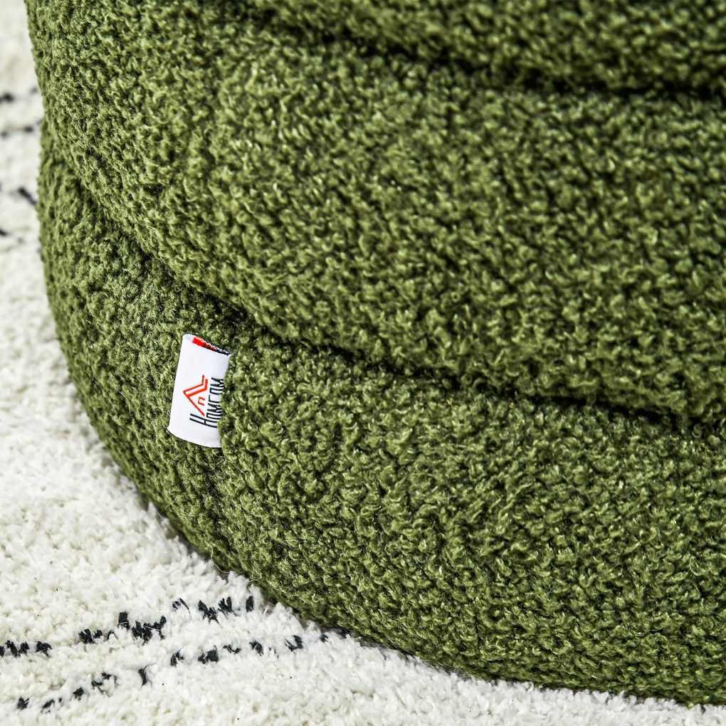 HOMCOM Pufa, okrągła, mikrofibra, do 120kg, Φ40x45H cm, Zielona