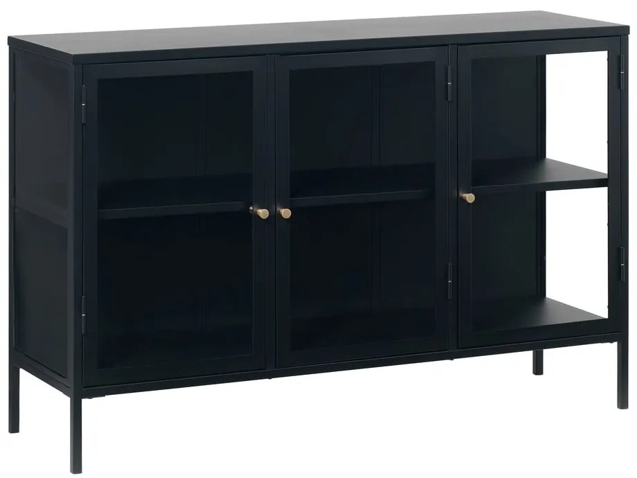 Czarna metalowa witryna 132x85 cm Carmel – Unique Furniture