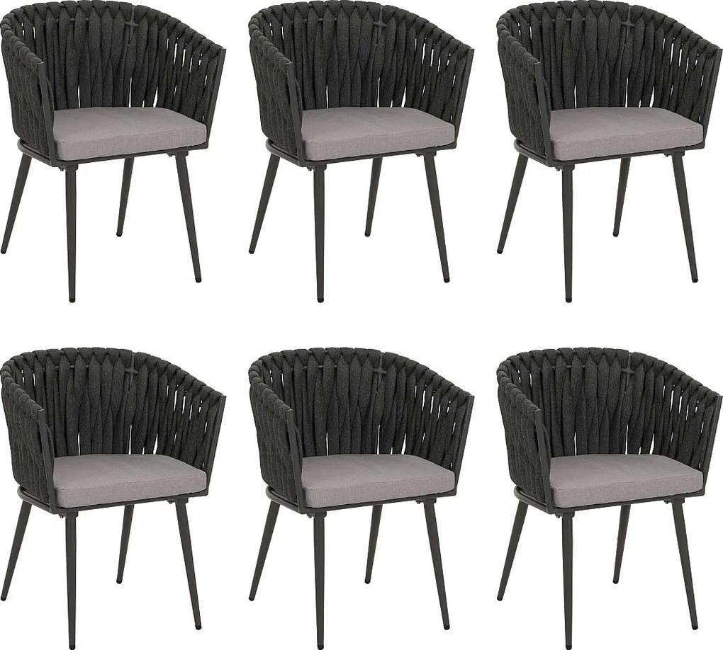 Krzesło do jadalni MCW-N38 (zestaw 6 sztuk),  antracyt poduszka jasnoszara