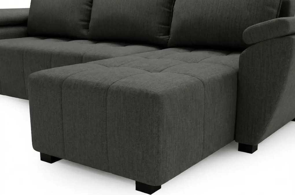 Rozkładana narożna sofa LIVARO 251x140 cm, ciemnoszara, uniwersalna