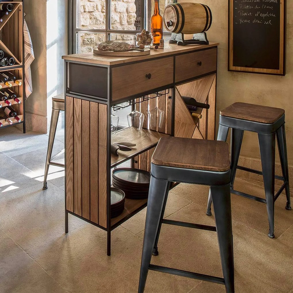 Taboret - stołek czteronożny, metalowy, barowy