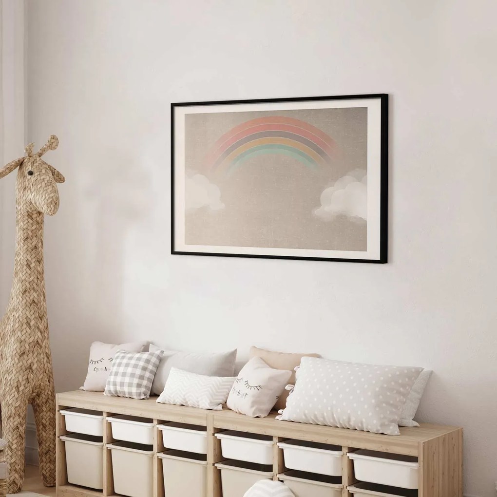 Plakat Tęcza w deszczu 60x40 cm z ramą czarną z marginesem ARTGEIST B