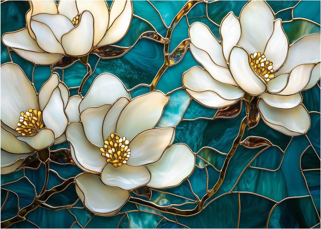 Obraz - Witraż z magnolią (70x50 cm)