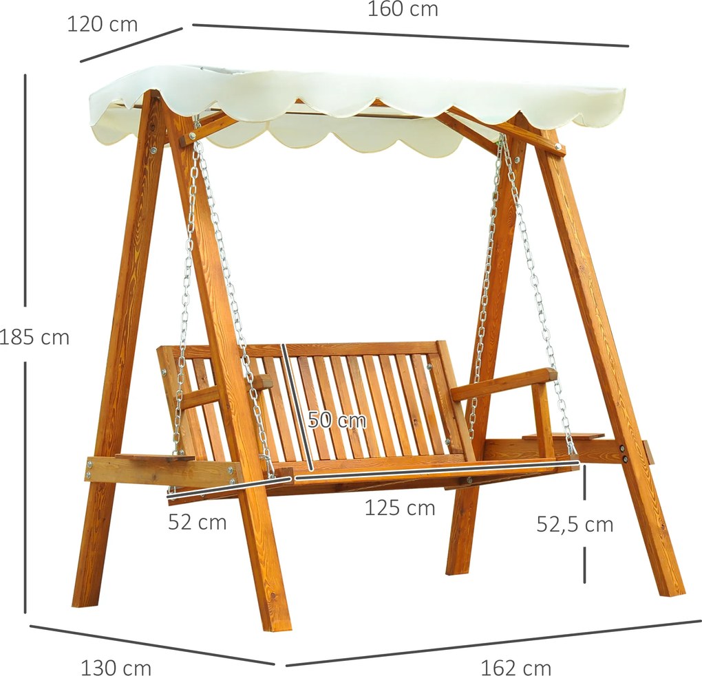 Outsunny huśtawka ogrodowa drewniana dla 2 osób wygodna ławka na taras i do ogrodu relaks | Aosom PL