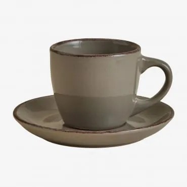 Zestaw 2 Filiżanek Do Kawy Ronilena Z Kamionki Ze Spodkami, 9 Cl Cedar Brown - Brązowy - Sklum