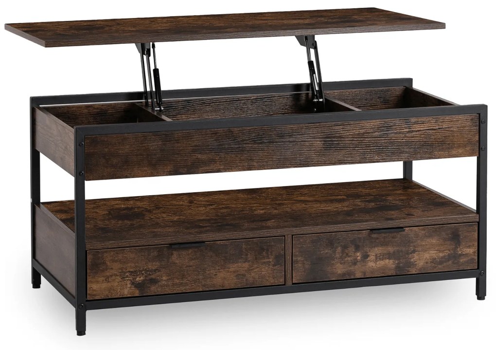 Ława do Salonu Rozkładana LUCA 100 cm Dąb Rustykalny/Czarny Loft