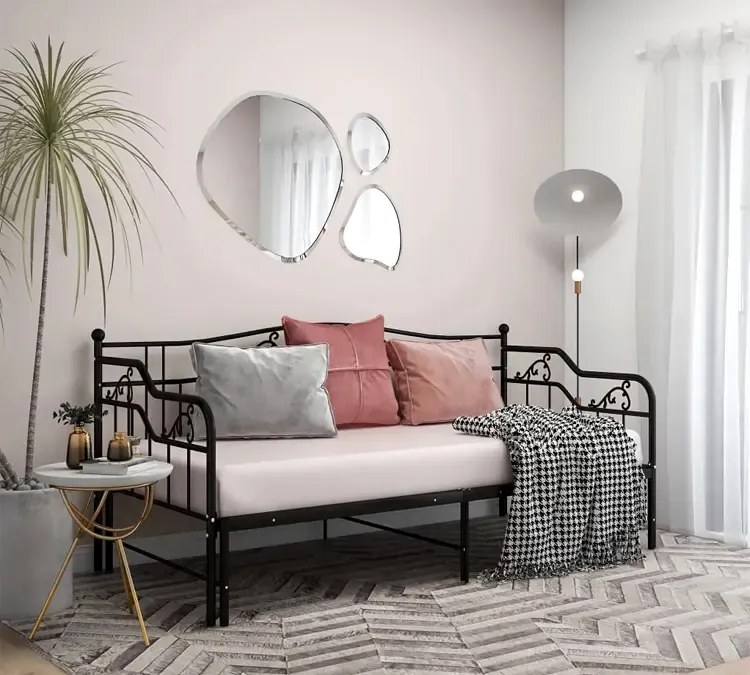 Czarne Metalowe Łóżko Rozkładane 90X200 Cm M8-P05