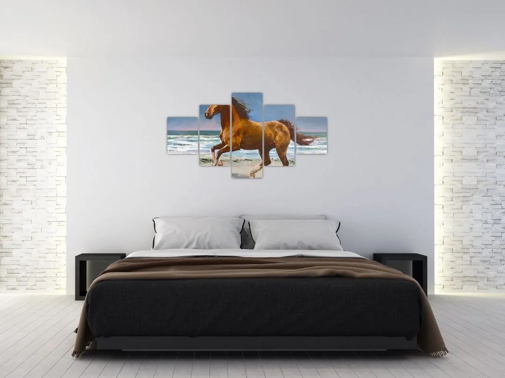 Obraz konia na plaży (125x70 cm)