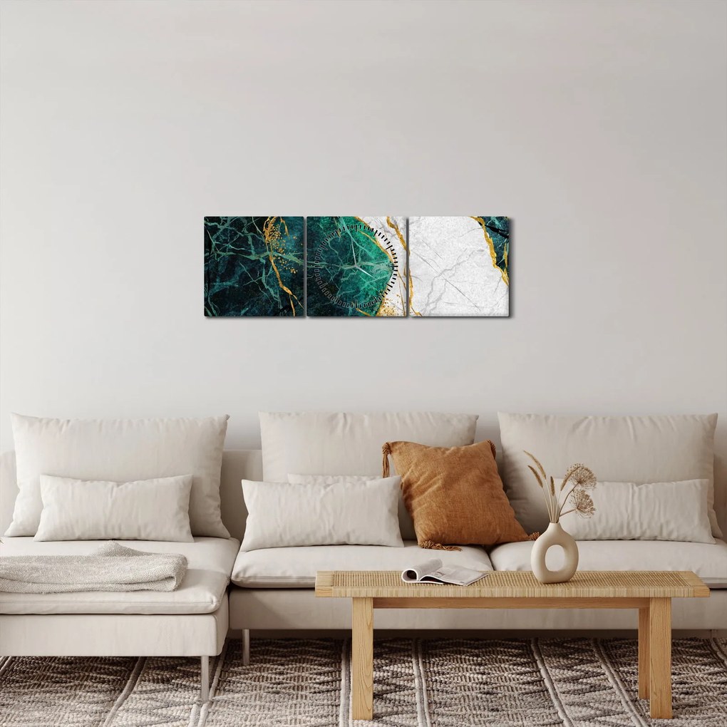 Obraz - Turkusowy marmur (z zegarem) (90x30 cm)