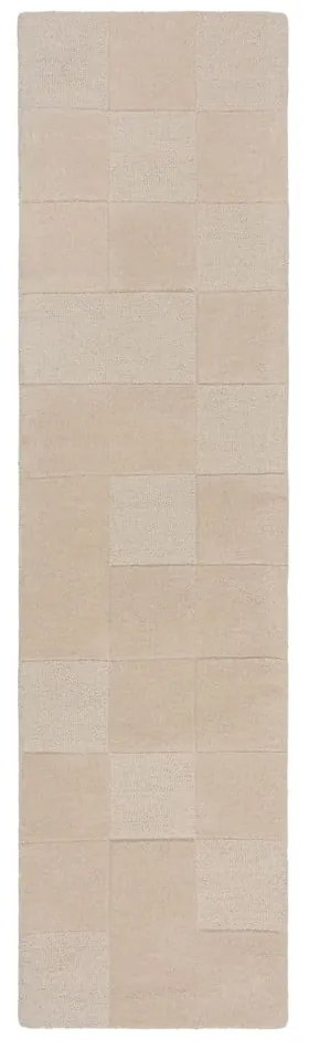 Beżowy wełniany chodnik tkany ręcznie 60x230 cm Checkerboard – Flair Rugs