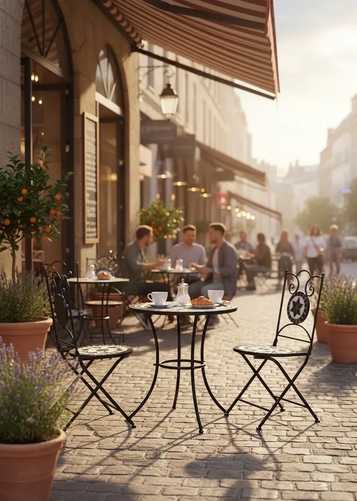 Czarno-biały 3-częściowy zestaw mebli z mozaiką M9-A89