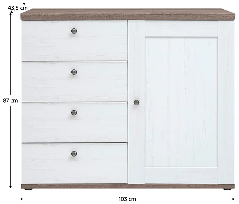 Komoda TEINA 4S1D, sosna canyon