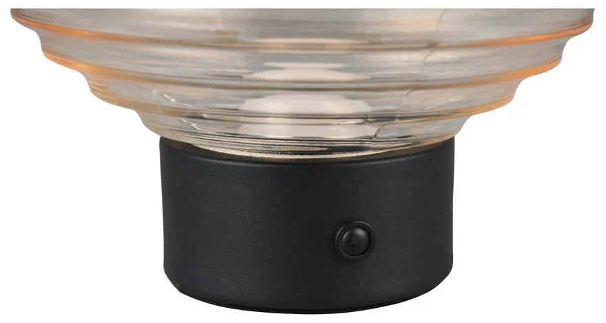 Czarno-beżowa lampa stołowa LED ze ściemniaczem i szklanym kloszem (wys. 14,5 cm) Earl – Reality